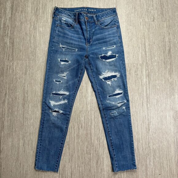American Eagle Outfitters Denim - American Eagle Hi Rise Jegging Cropped Jeans Womens 4 Distressed Stretch Denim